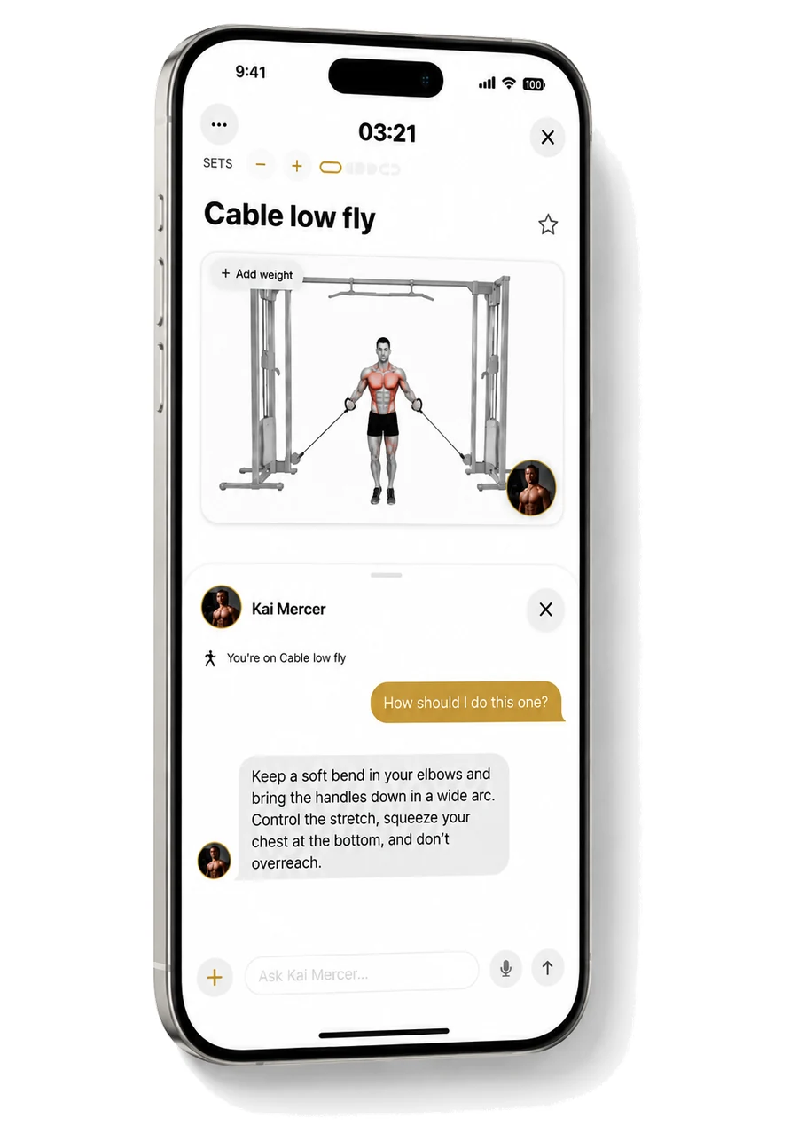 A coach answering a form question on the cable low fly inside Nirfit
