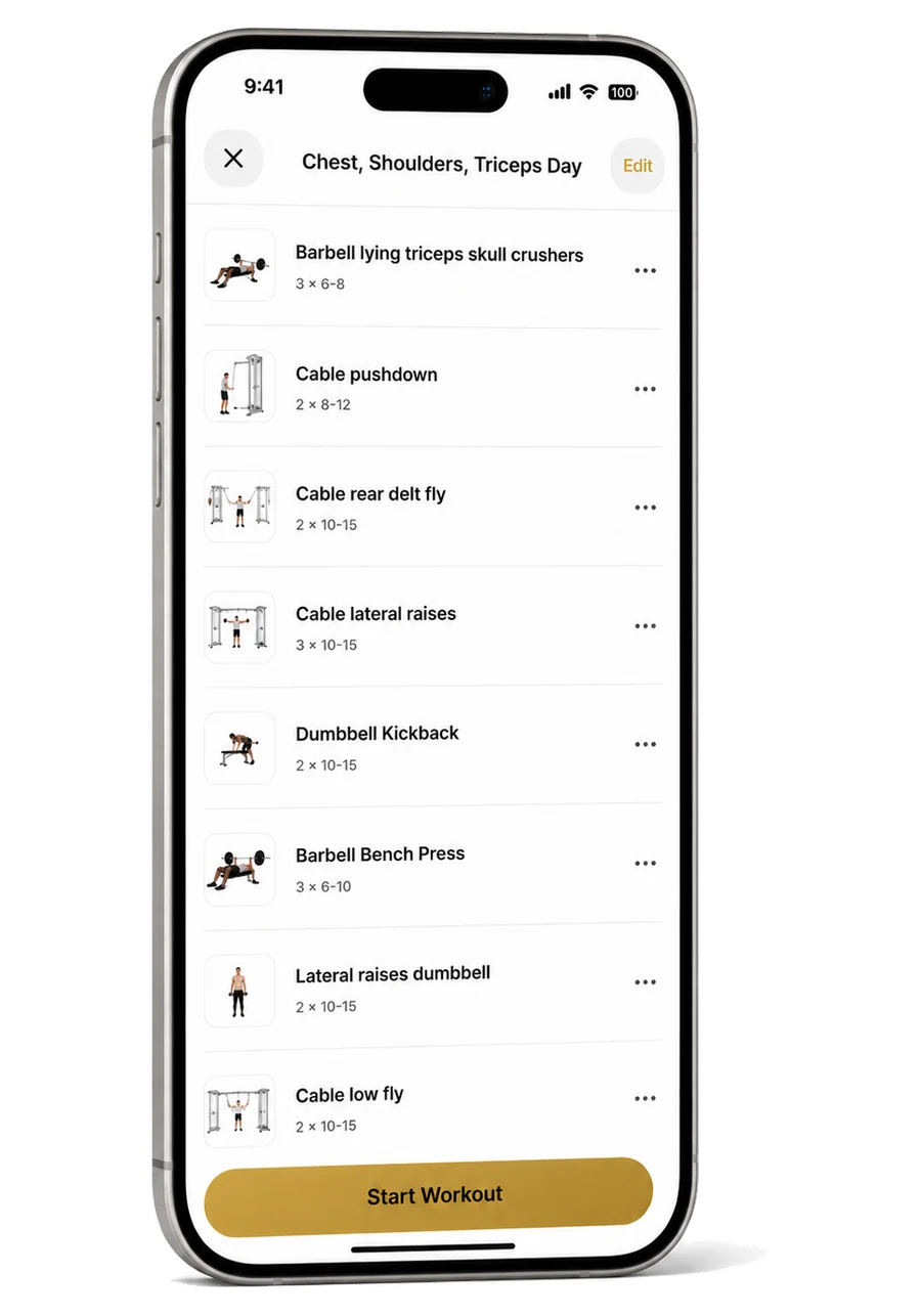 Today's workout listed inside Nirfit